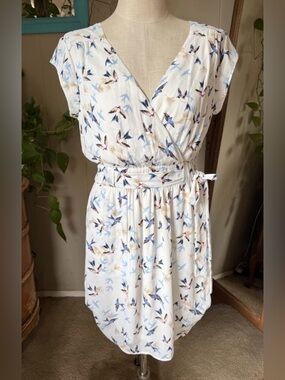 Dr2 Nordstrom White/Blue Birds Wrap Dress, Medium